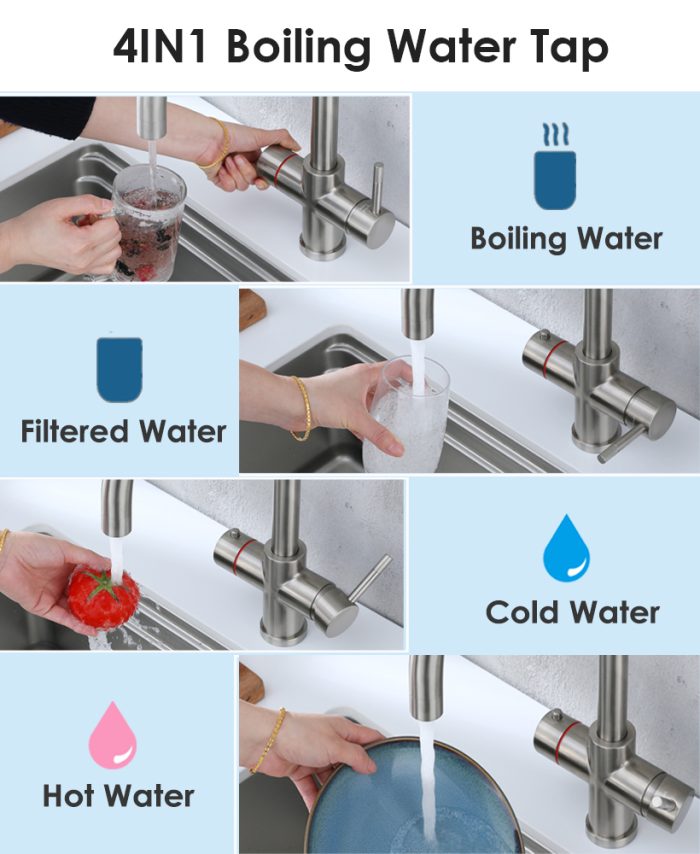 KYOTO 4 IN 1 Boiling Water Tap | 2.4L Rapid Boiler System | C-Shape Design - Image 5