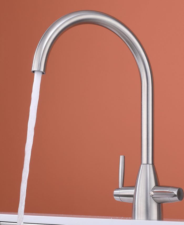Stainless Steel Kithcen Mixer Tap Dual Lever 360 Swivel Spout - Image 8