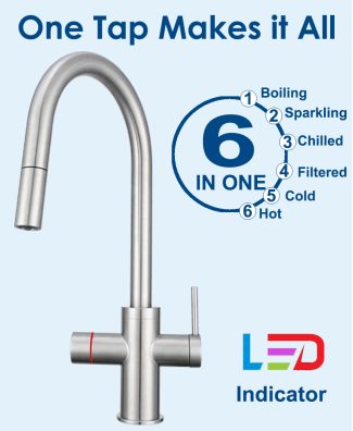 TOKYO 6-IN-1 Boiling Water Tap Sparkling Chilled Water Stainless Steel