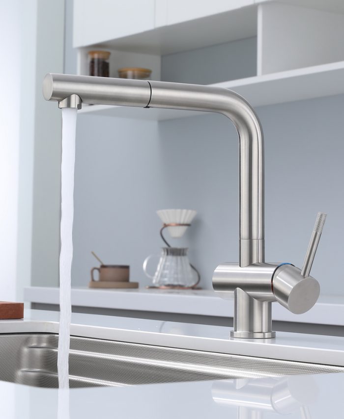 Stainless Steel Kithcen Mixer Tap with Extendable Pull-Out Spray
