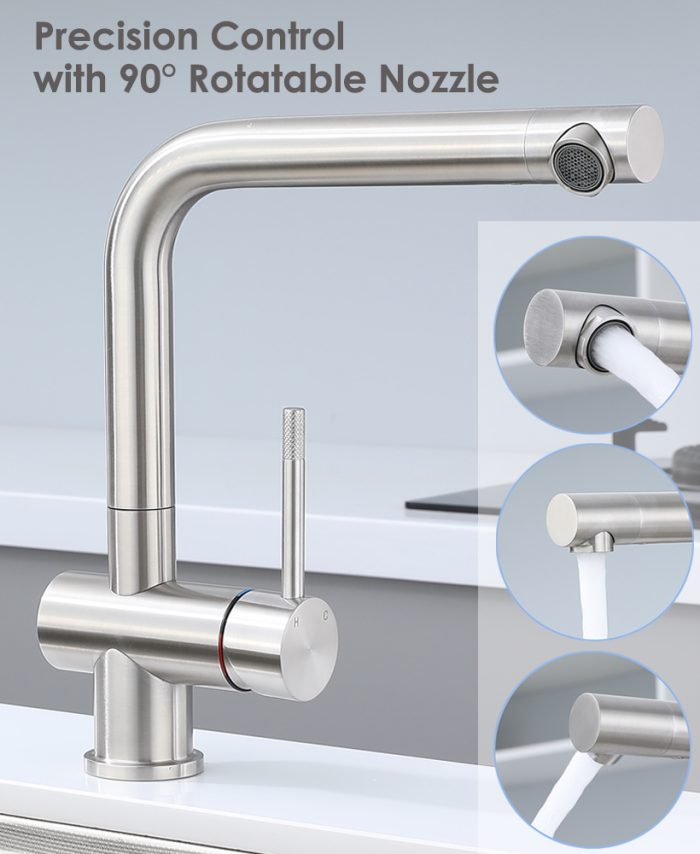 Stainless Steel Kithcen Mixer Tap with Rotatable Nozzle - Image 6