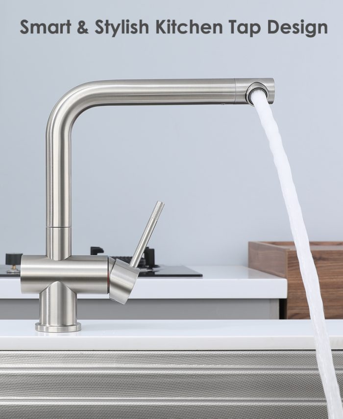 Stainless Steel Kithcen Mixer Tap with Rotatable Nozzle - Image 3